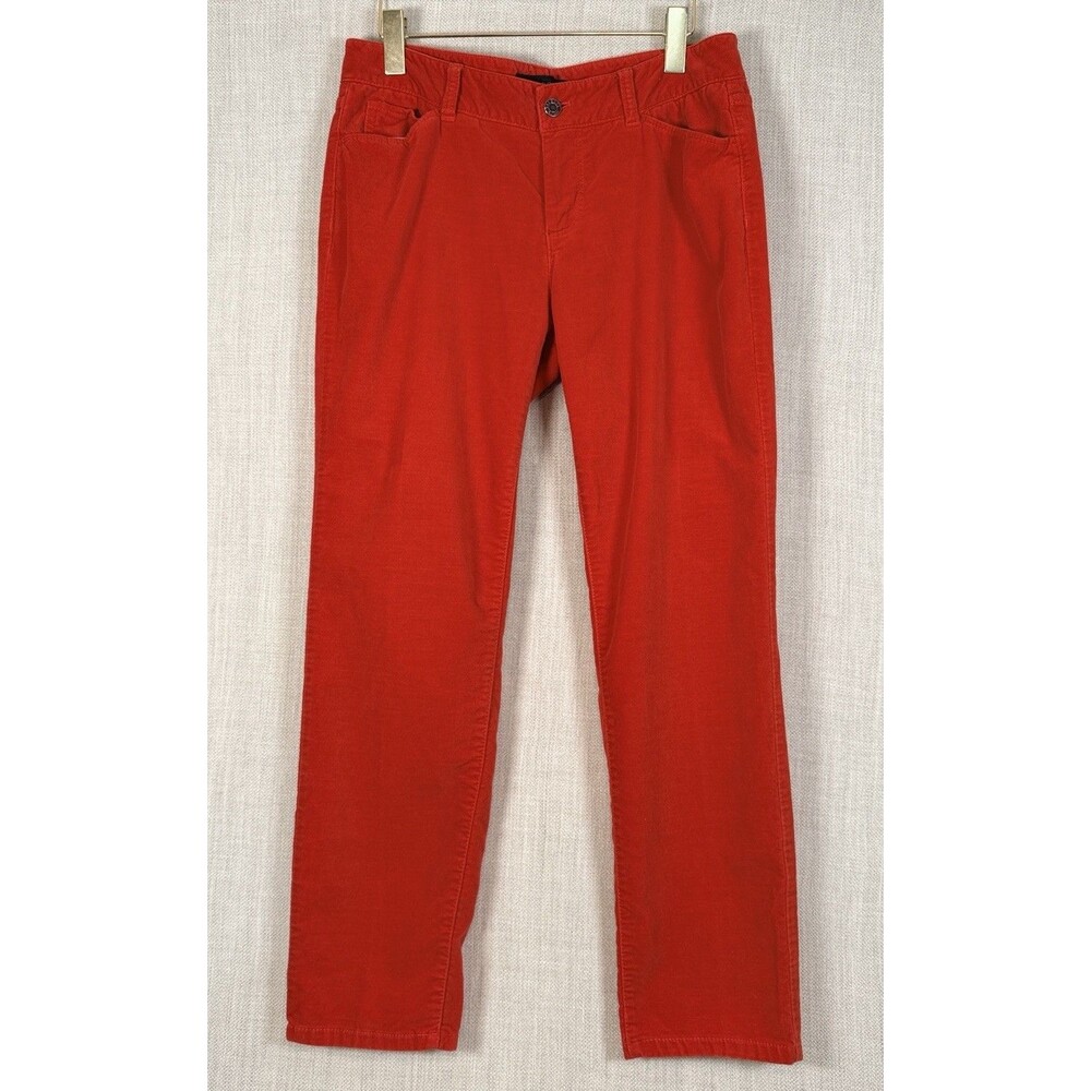 Talbots Women's Red Velveteen Straight Leg Pants Sz 8P Stretchy Stretch Velvet